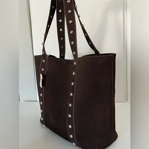Evereve Sloane Studded Suede Leather Tote Bag NWT - Picture 12 of 14